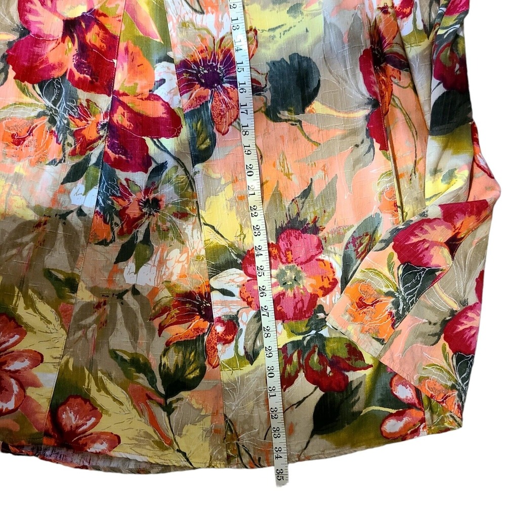 Koret Floral Midi Skirt Size 14 Vintage Red Orange Green Rayon A-Line Pleated - Picture 3 of 12